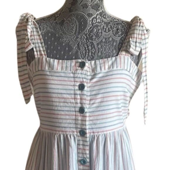 Gal Meets Glam Collection Bow Shoulder Stripe Dress Size 6 - Picture 4 of 8